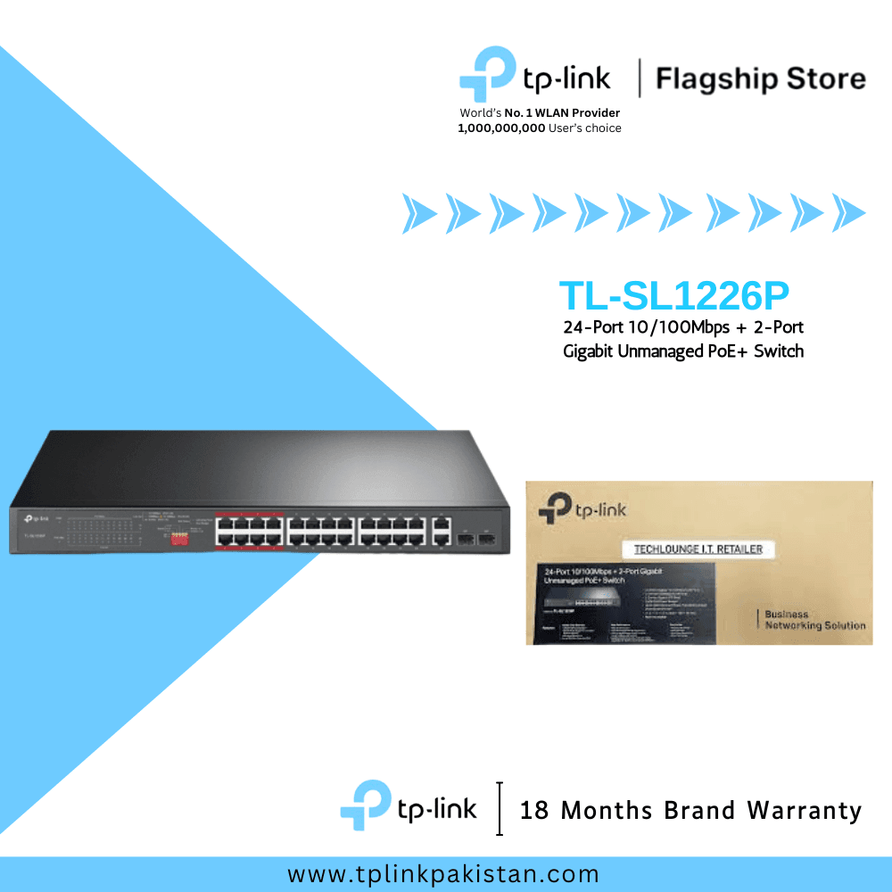 TP-Link Network PoE Gigabit TL-SL1226P 24-Port + 2-Port