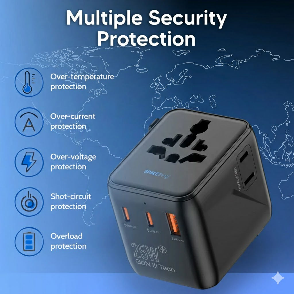 Compro™ 25W Fast Charging GaN World Travel Adapter