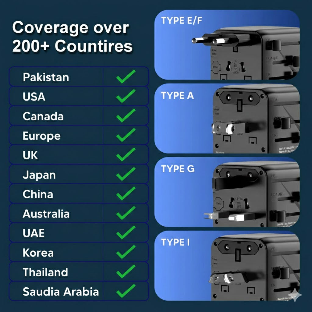 Compro™ TravelCharge Pro Fast Charging 45W GAN World Travel Adapter