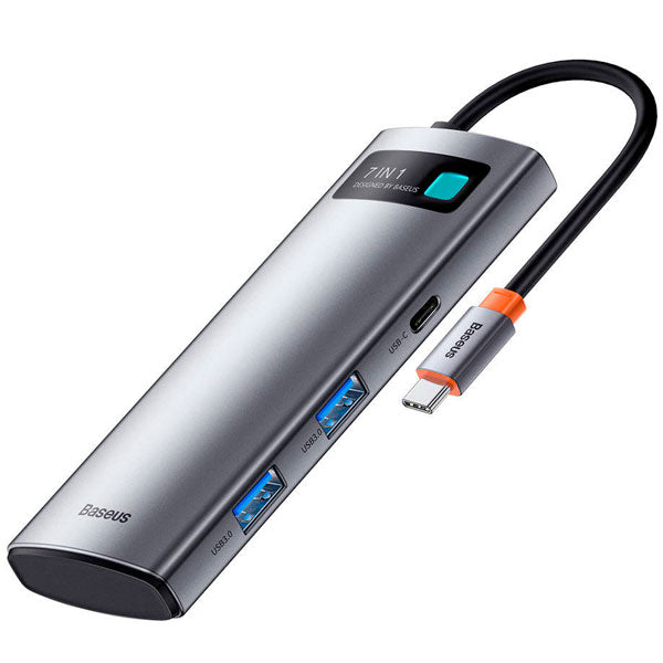 Baseus Metal Gleam Series 7-in-1 Multifunctional Type-C HUB Docking Station Gray (
Type-C to HDMI*1+USB3.0*3+PD*1+VGA*1+RJ45*1)