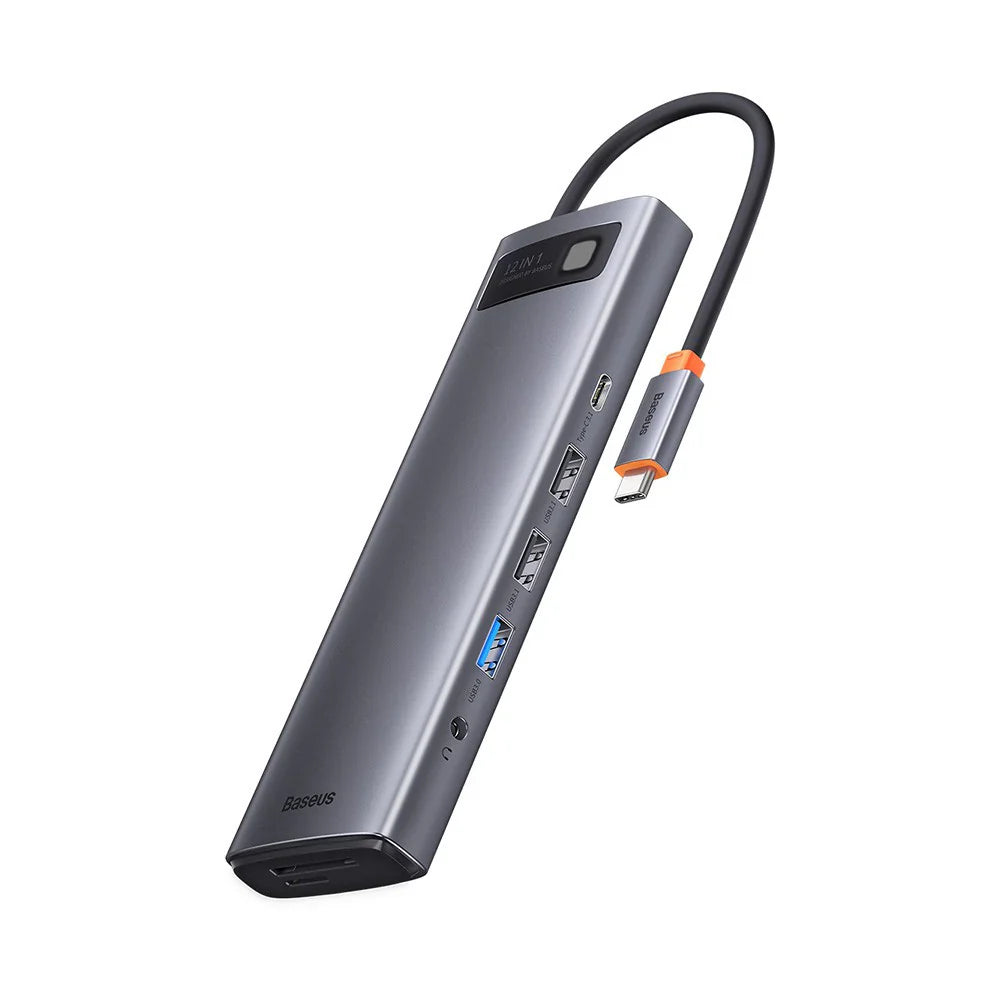 Baseus Metal Gleam Series 12-in-1 Multifunctional Type-C HUB Docking Station(Type-C to HDMI*1+USB3.1*2+USB3.0*2+Type- C3.1*1+PD*1+RJ45*1+SD/TF*1+DP*1+3.5mm*1)