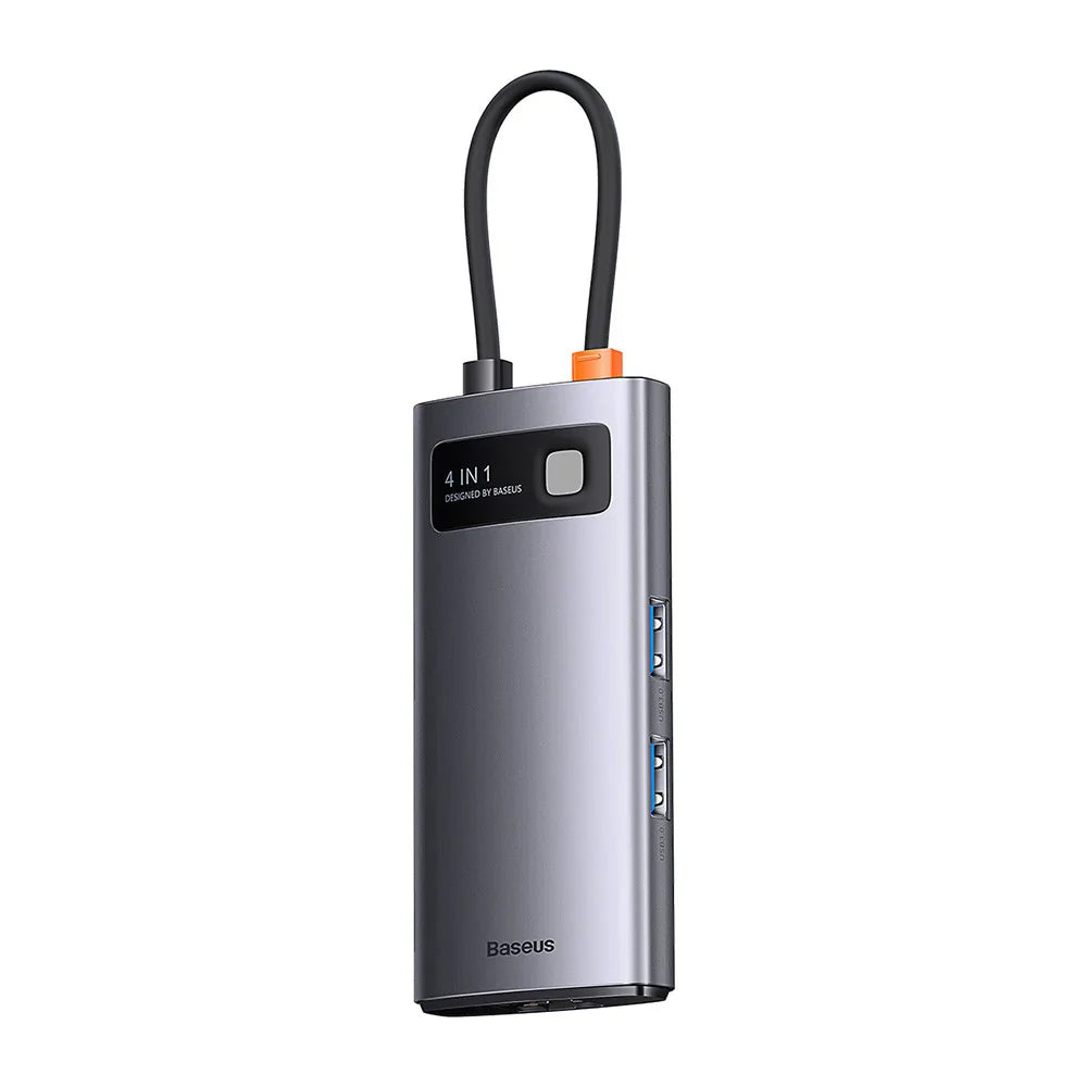Baseus Metal Gleam Series 4-in-1 Multifunctional Type-C HUB Docking Station( Type-C to HDMI*1+USB3.0*1+USB2.0*1+PD*1)