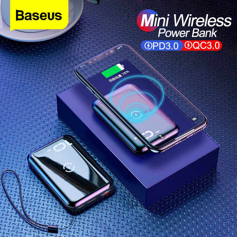 Baseus 10000mAh 18W Mini S Bracket & 10W Wireless Charger Power bank Black