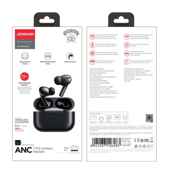 Joyroom JR-T03s Pro ANC TWS Wireless Earbuds with FREE Silicone Case
