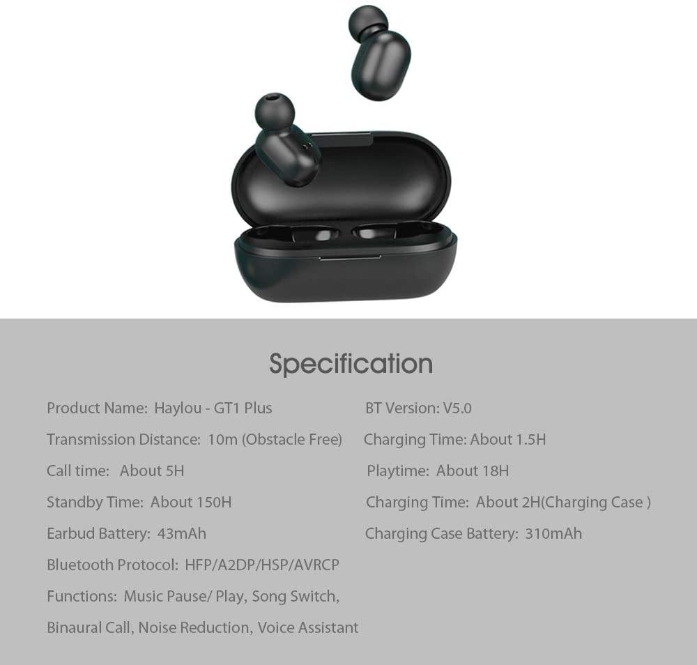 Haylou GT1 Plus TWS bluetooth 5.0 Noise Cancelling Earphone Black with Warranty - Haylou - Compro System