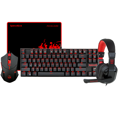 Redragon 4 in 1 Combo Pack - KUMARA K552 Gaming Keyboard | Gaming Mouse M601 CENTROPHORUS | Gaming Mousepad P001 ARCHELON | Gaming Headset GARUDA K552-BB - REDRAGON - Compro System