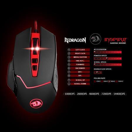 Redragon M907 INSPIRIT 14400 DPI Gaming Mouse - REDRAGON - Compro System