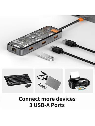 WIWU CYBER 7 IN 1 TRANSPARENT USB-C HUB - SPACE GREY