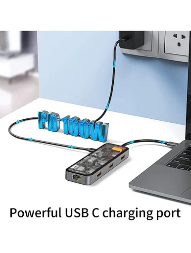 WIWU CYBER 7 IN 1 TRANSPARENT USB-C HUB - SPACE GREY