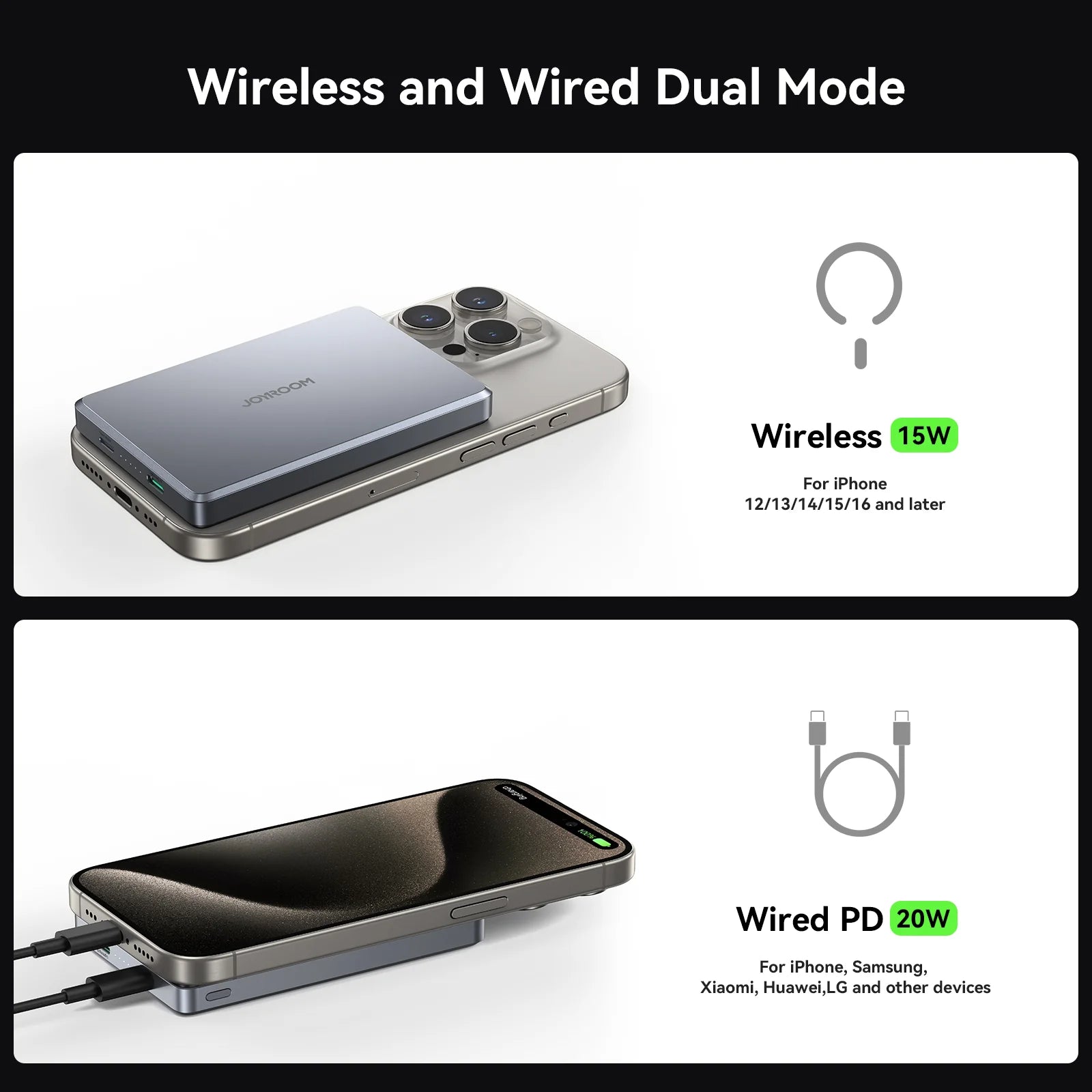 Joyroom JR-PBM08 Pro 20W magnetic wireless power bank 10000mAh-Black