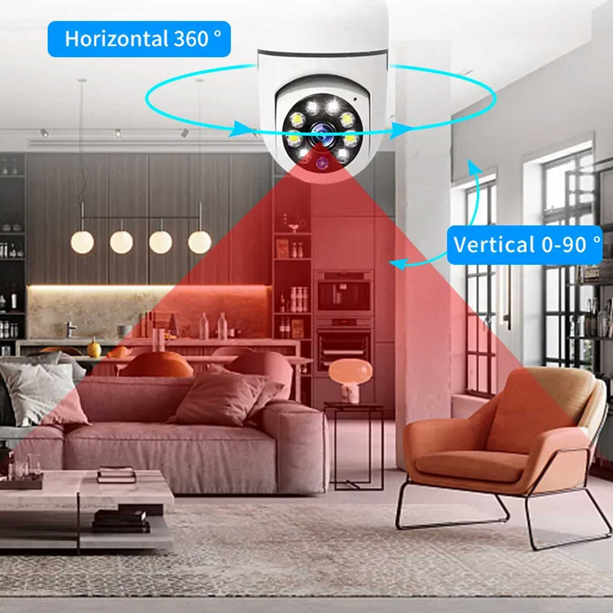 Speed-X 7 Bulb Camera 1080p Wifi 360 Degree Panoramic Night Vision Two-way Audio Motion Detection With V380pro App