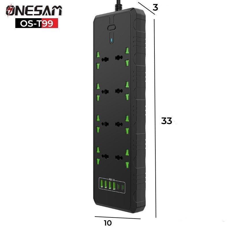 Compro™  3000W 8 socket + 2 PD Port + 4 USB Port Extension