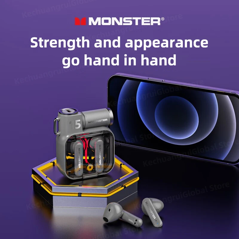 Lenovo Monster XKT15 Bluetooth 5.3 Unique Design Gaming Earbuds