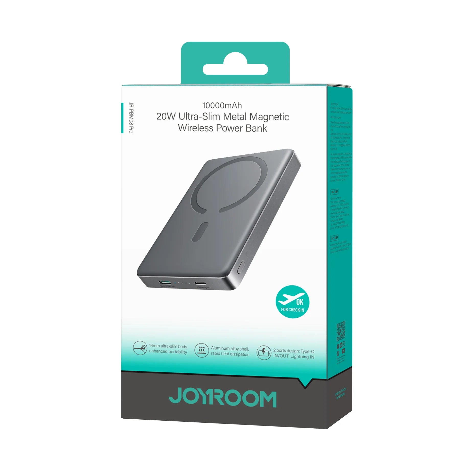 Joyroom JR-PBM08 Pro 20W magnetic wireless power bank 10000mAh-Black