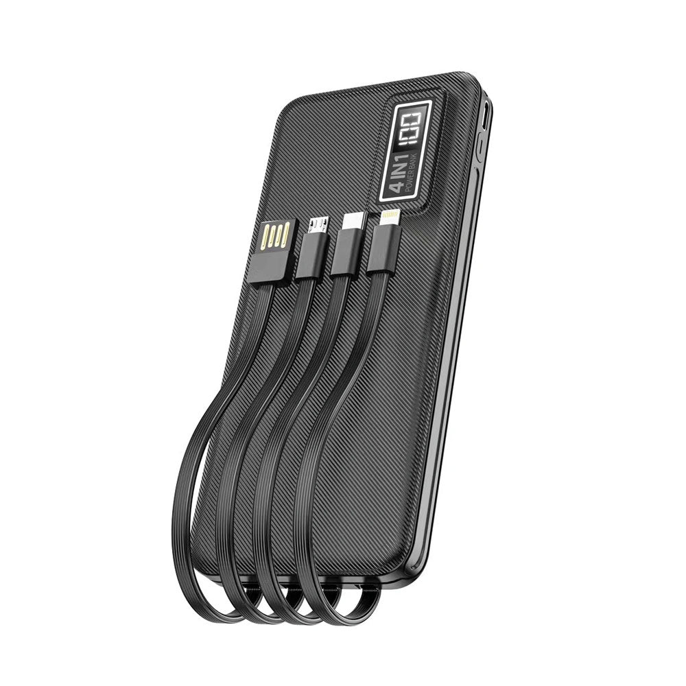 Aspor A300 Power Bank Original 10000mah Li-polymer Battery 4 In1 Power Bank Black
