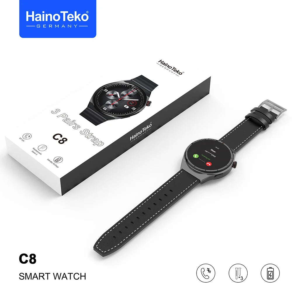 Haino Teko C8 Smart Watch with 3 Pair Straps