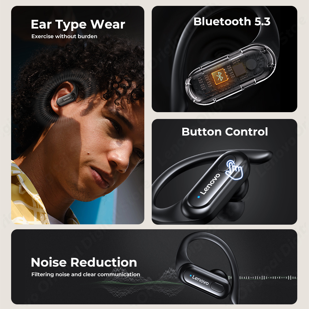 Lenovo Erazer XT60 Bluetooth 5.3 Noise Reduction Earhooks Headphone