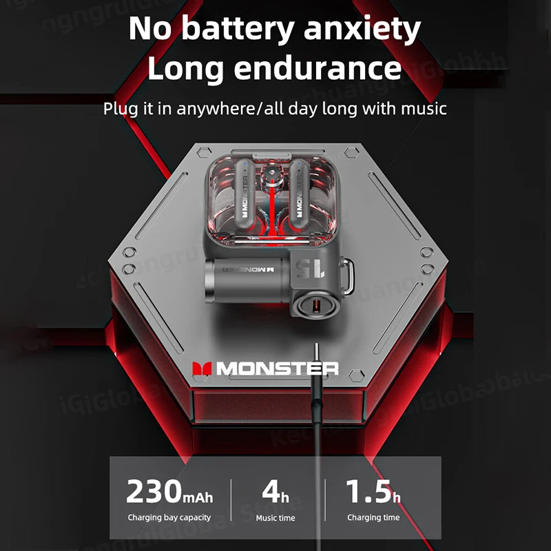 Lenovo Monster XKT15 Bluetooth 5.3 Unique Design Gaming Earbuds