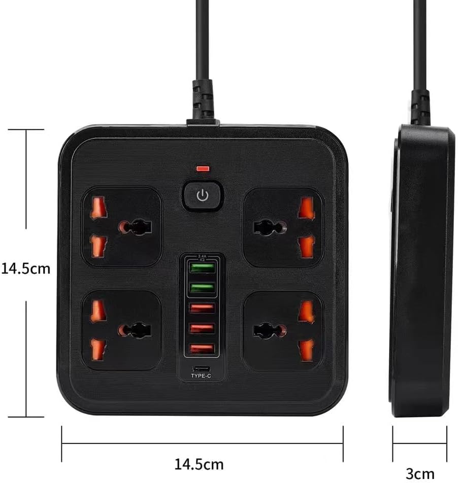 Compro™ Ultra High Speed 3000W 4 AC Universal Outlet Socket + 6 USB Port + 1 Type-C