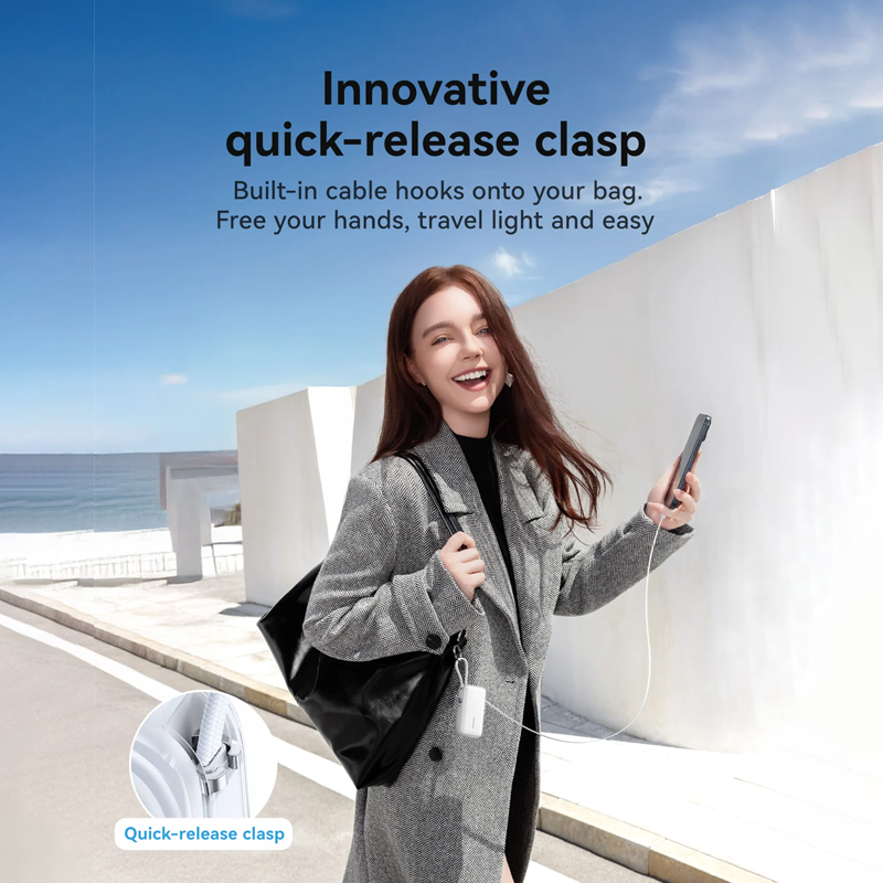 Joyroom JR-PR2L 35W Mini Power Bank with Built-in Retractable Type-C Cable + Type-C/Lightning Cable 10000mAh