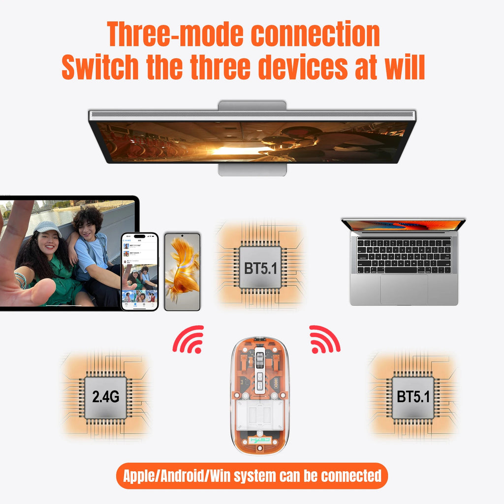 Compro™ 3 Modes Wireless Transparent 2.4G Mouse