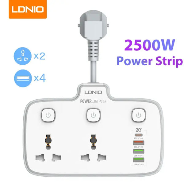 Ldnio 2 AC Outlets Portable Electrical Extension Socket