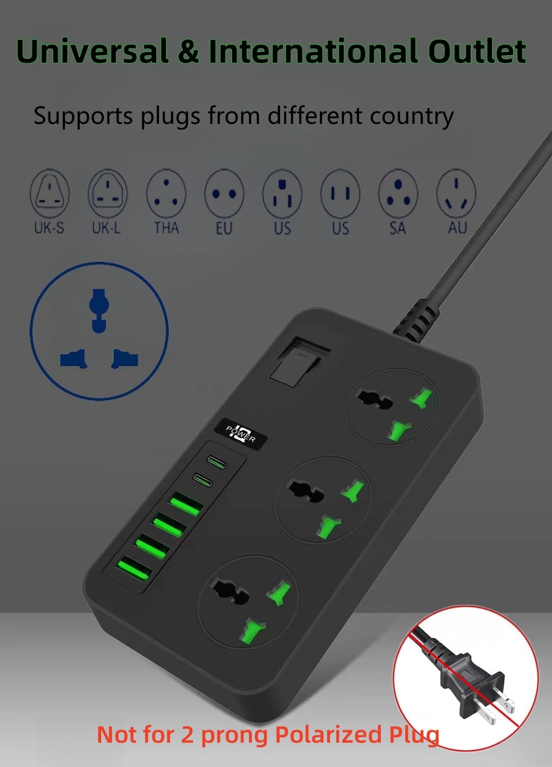 Compro™ Multifunctional Smart Socket, 3 Outlets with 4 USB 2 TYPE-C Power Outlets,