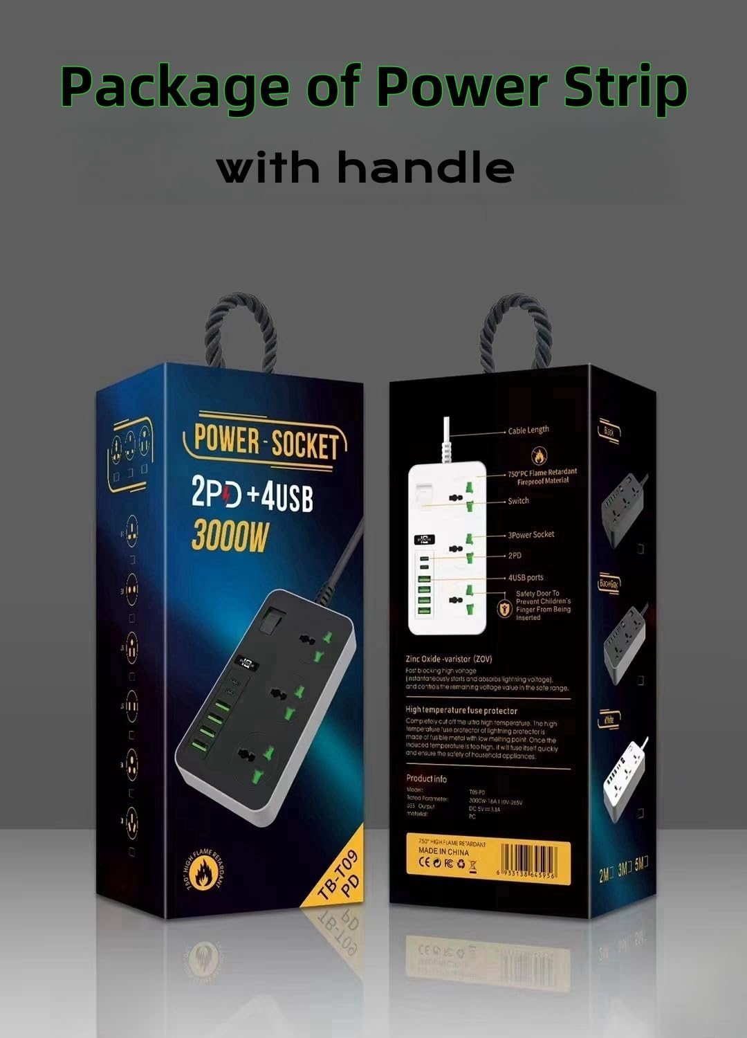 Compro™ Multifunctional Smart Socket, 3 Outlets with 4 USB 2 TYPE-C Power Outlets,