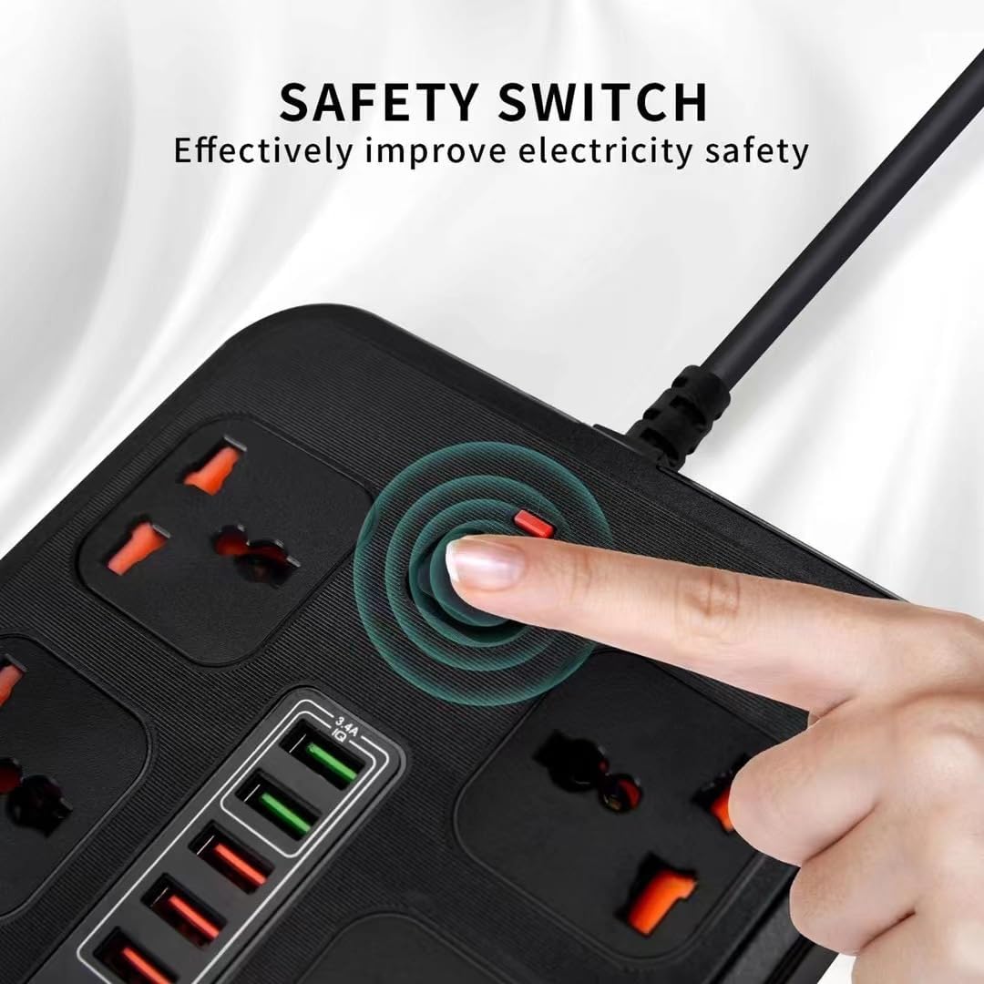 Compro™ Ultra High Speed 3000W 4 AC Universal Outlet Socket + 6 USB Port + 1 Type-C