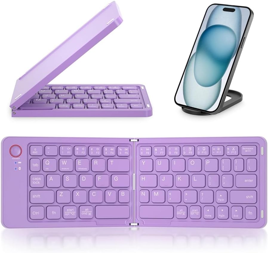 Compro™ Mini Foldable Bluetooth Keyboard with FREE Mobile Phone Holder