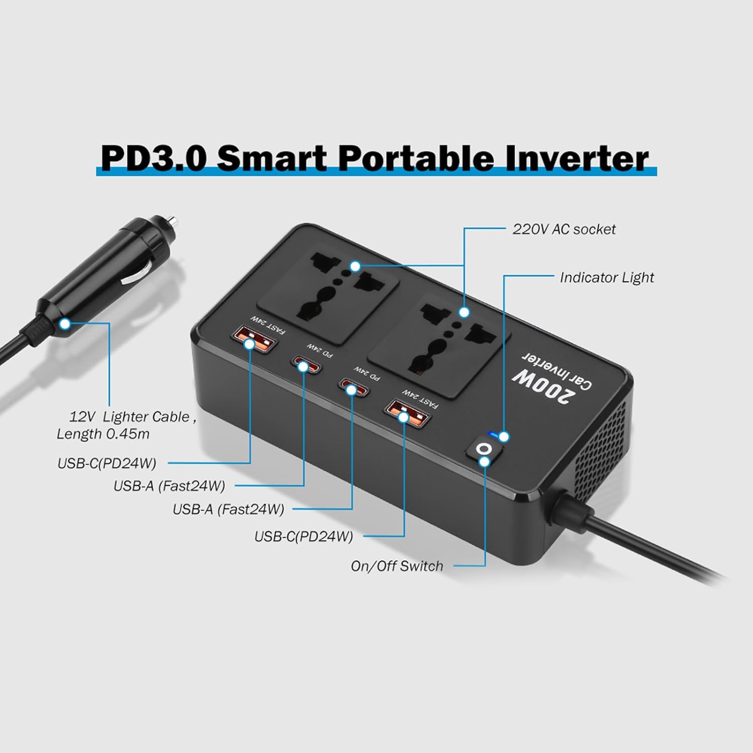 Compro™ 200W Car Power Inverter
