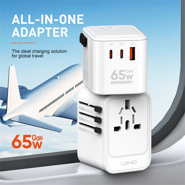 LDNIO Z6 3 USB Ports 65W GaN Travel Adapter