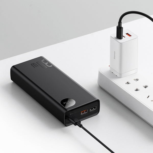 Baseus Adaman Metal Digital Display Fast charge Power Bank 20000mAh 30W（2021  Editon）( Baseus  Mini White charging  cable Type-C to type-c 60W(20V/3A)  50cm)