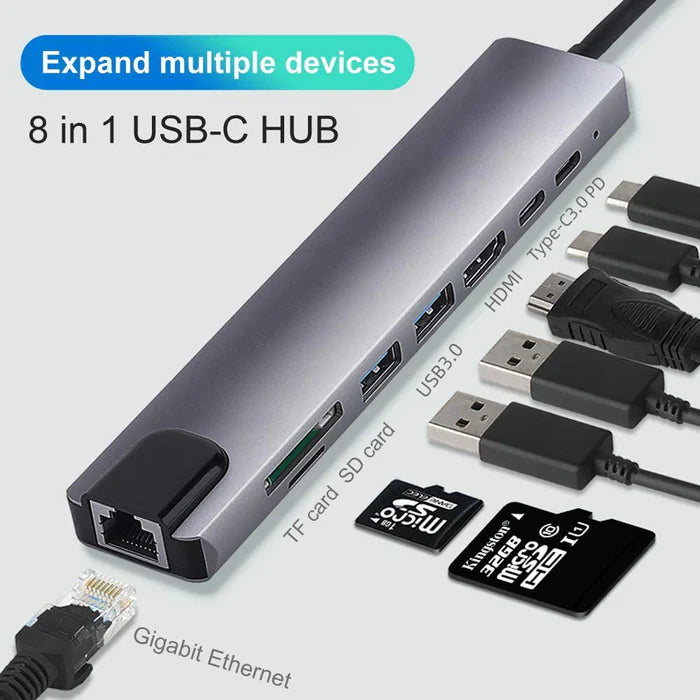 Exclusive Deal | Almunium Laptop Stand+ USB Type C 8-IN-1 HUB + FREE Pouch
