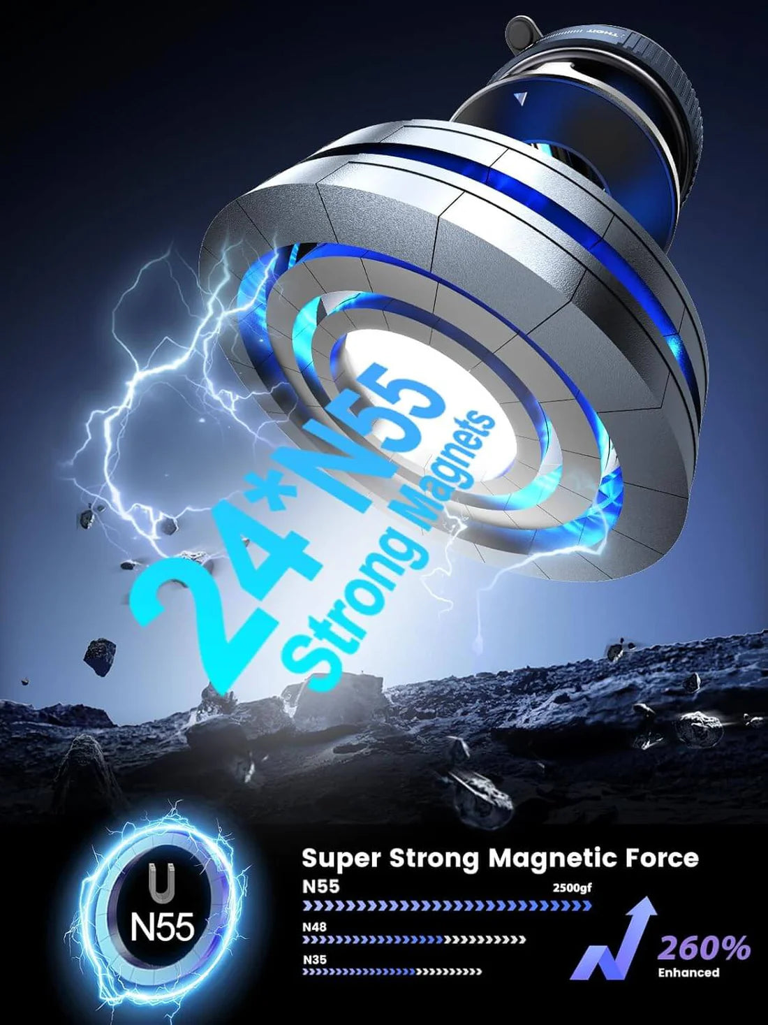 Compro™ Magnetic + Vacuum Suction Car Phone Mount