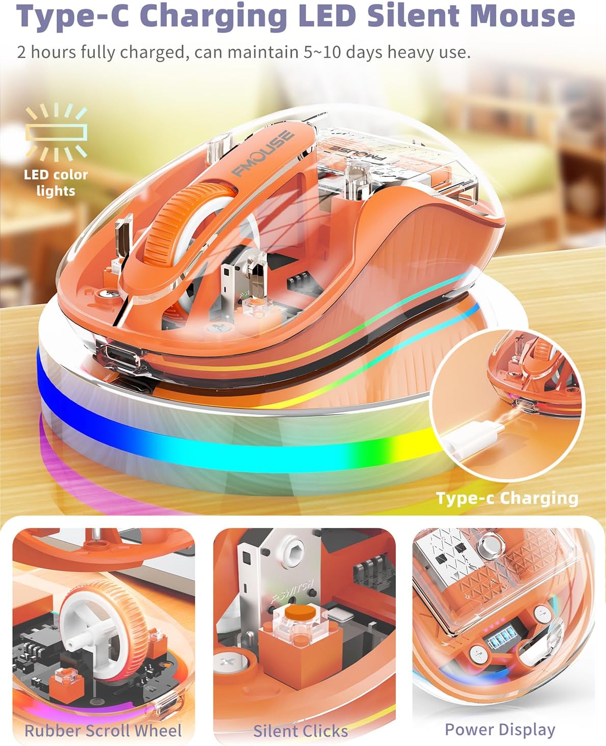 Compro™ New Style Transparent Mouse with Dual Connector