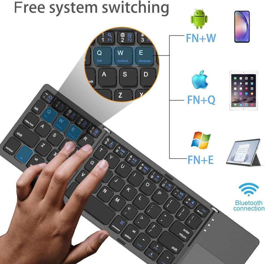 Compro™ KeyFold Foldable Bluetooth Keyboard with Touchpad