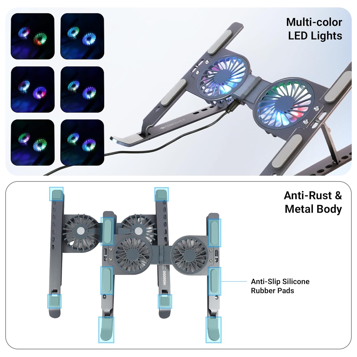 Compro™ Aluminum Alloy Laptop Stand with Dual Air cooling Radiator