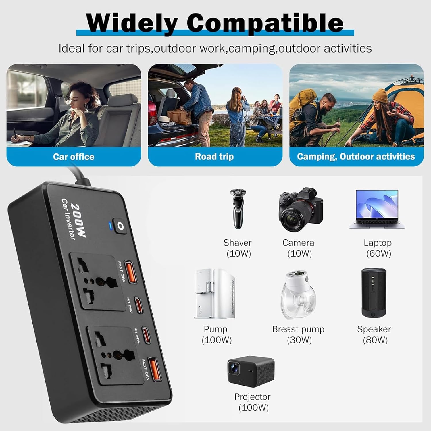 Compro™ 200W Car Power Inverter