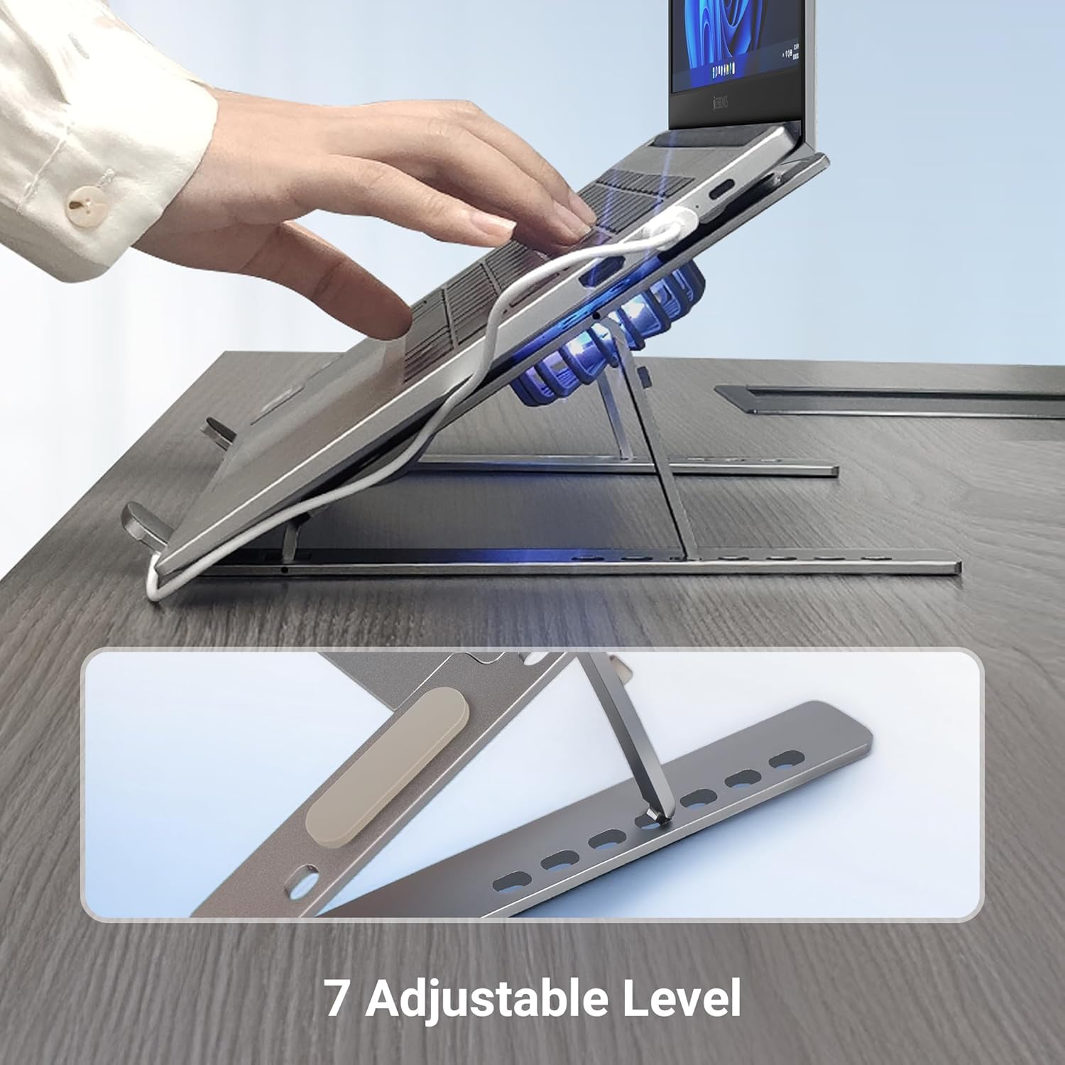 Compro™ Aluminum Alloy Laptop Stand with Dual Air cooling Radiator