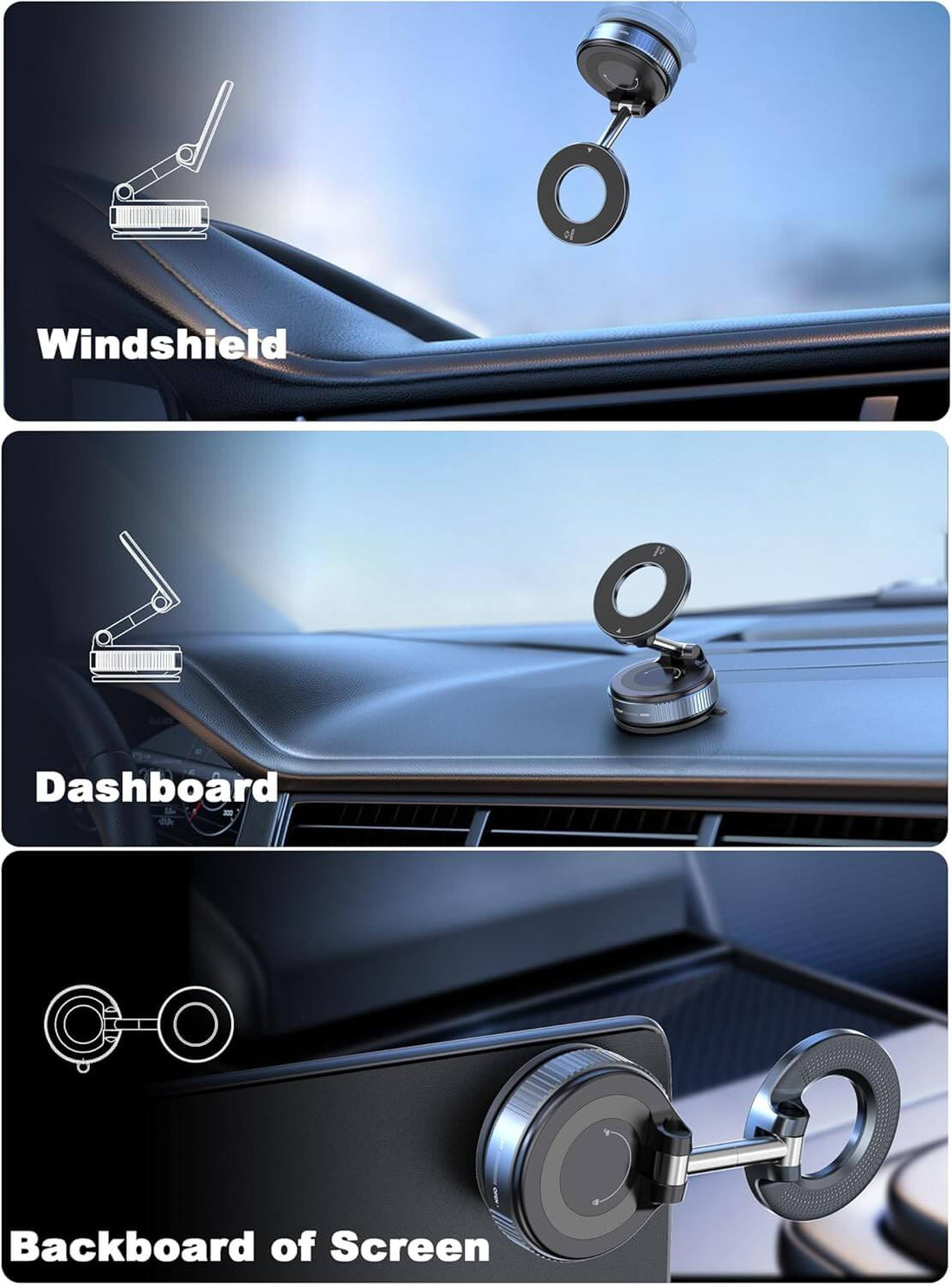 Compro™ Magnetic + Vacuum Suction Car Phone Mount