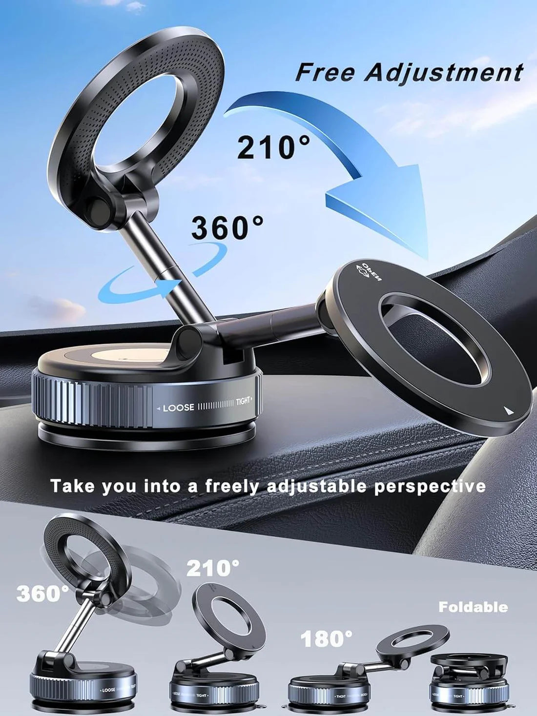 Compro™ Magnetic + Vacuum Suction Car Phone Mount
