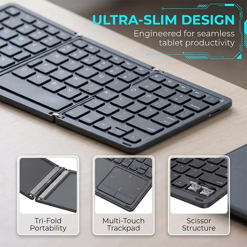Compro™ KeyFold Foldable Bluetooth Keyboard with Touchpad