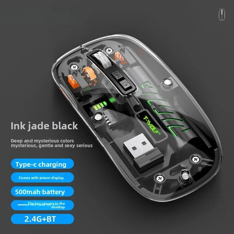 Compro™  Transparent Wireless Bluetooth Charging Mouse Dual-mode