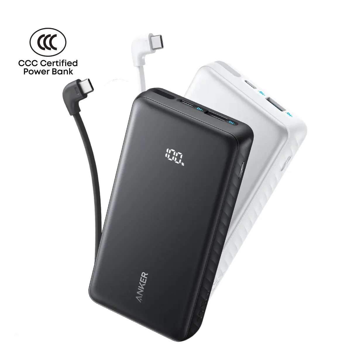 Anker Zolo Powerbank 20000mAh 22.5W Fast Charging Power Bank with Built-in USB-C Cable [CCC Certified]