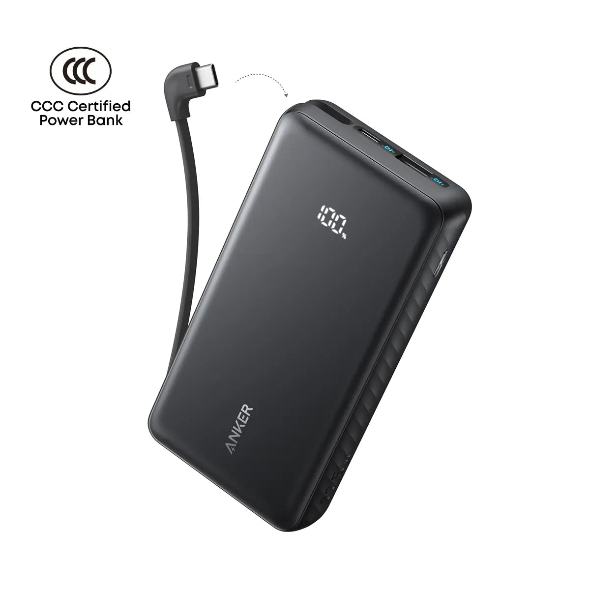 Anker Zolo Powerbank 20000mAh 22.5W Fast Charging Power Bank with Built-in USB-C Cable [CCC Certified]