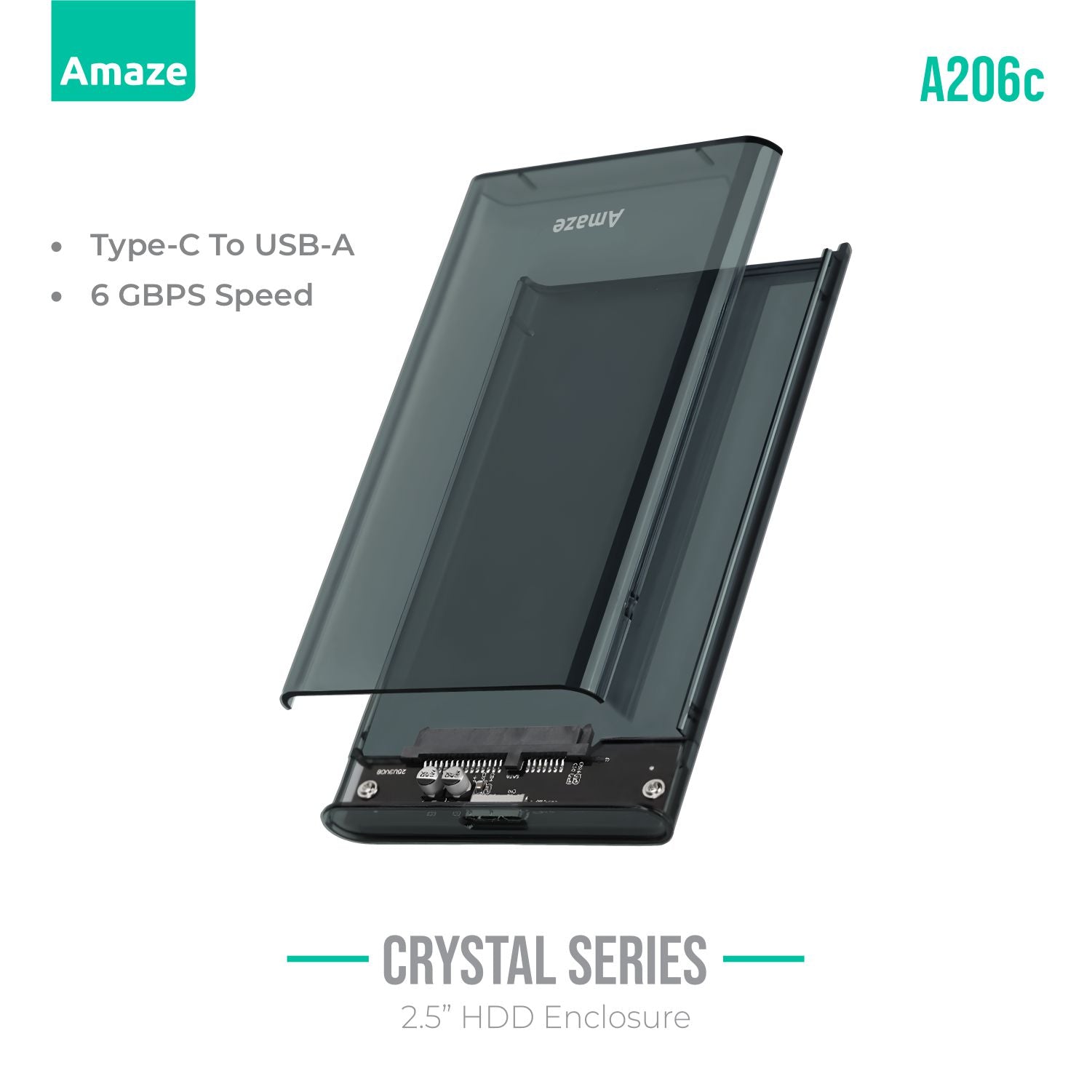 PHANTOM SERIES TRANSPARENT 2.5" HDD ENCLOSURE TYPE C - 6GBPS | A206C