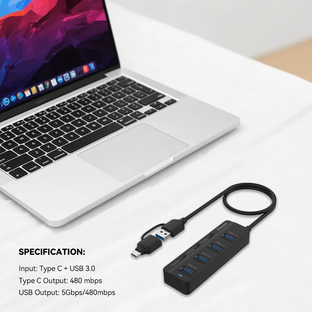 AMAZE TYPE C + USB 3.0 7 PORT HUB | A327