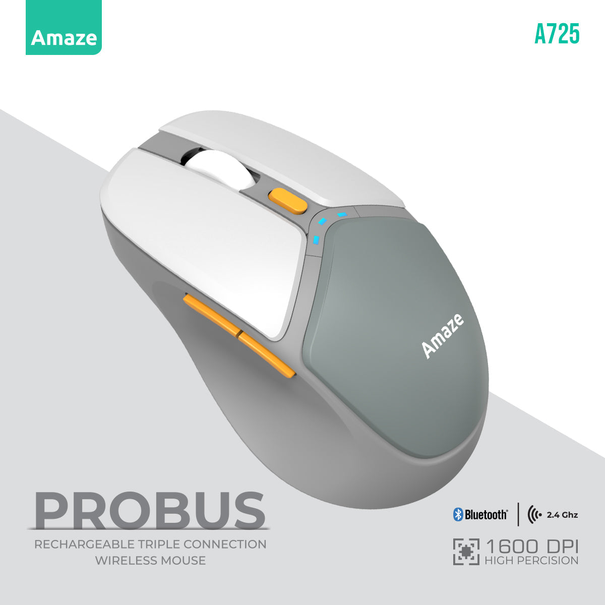 Probus Triple Connection Rechargeable Wireless Mouse   | A725