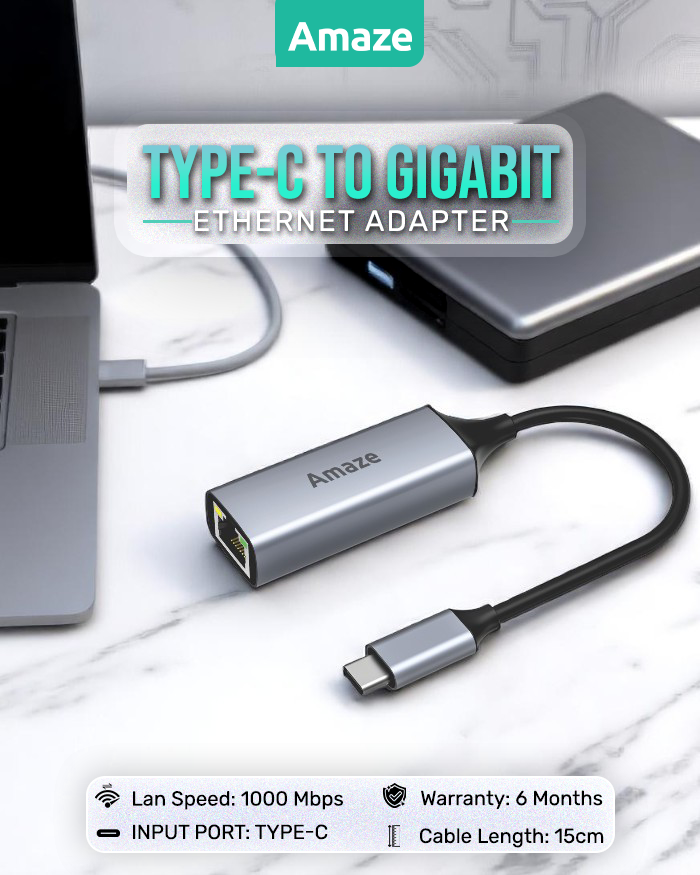 AMAZE Type-C To Gigabit Ethernet Adapter | A405s